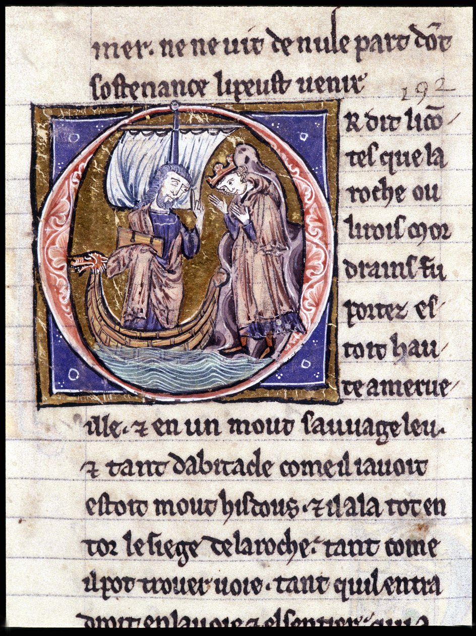 Re Modreius. Manoscritto: Conquista del Santo Graal, scritto 717 anni dopo la passione del nostro Signore. Biblioteca municipale di Rennes, ms. 255 (Collezione di romanzi della Tavola Rotonda); Parigi da Unknown artist