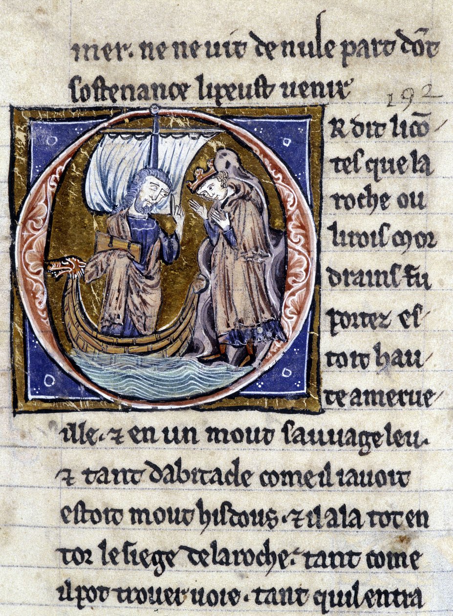 Re Modreius. Manoscritto: Conquista del Santo Graal, scritto 717 anni dopo la passione del nostro Signore. Bibliothèque municipale de Rennes, ms. 255 (Collezione di romanzi della Tavola Rotonda); Parigi da Unknown artist
