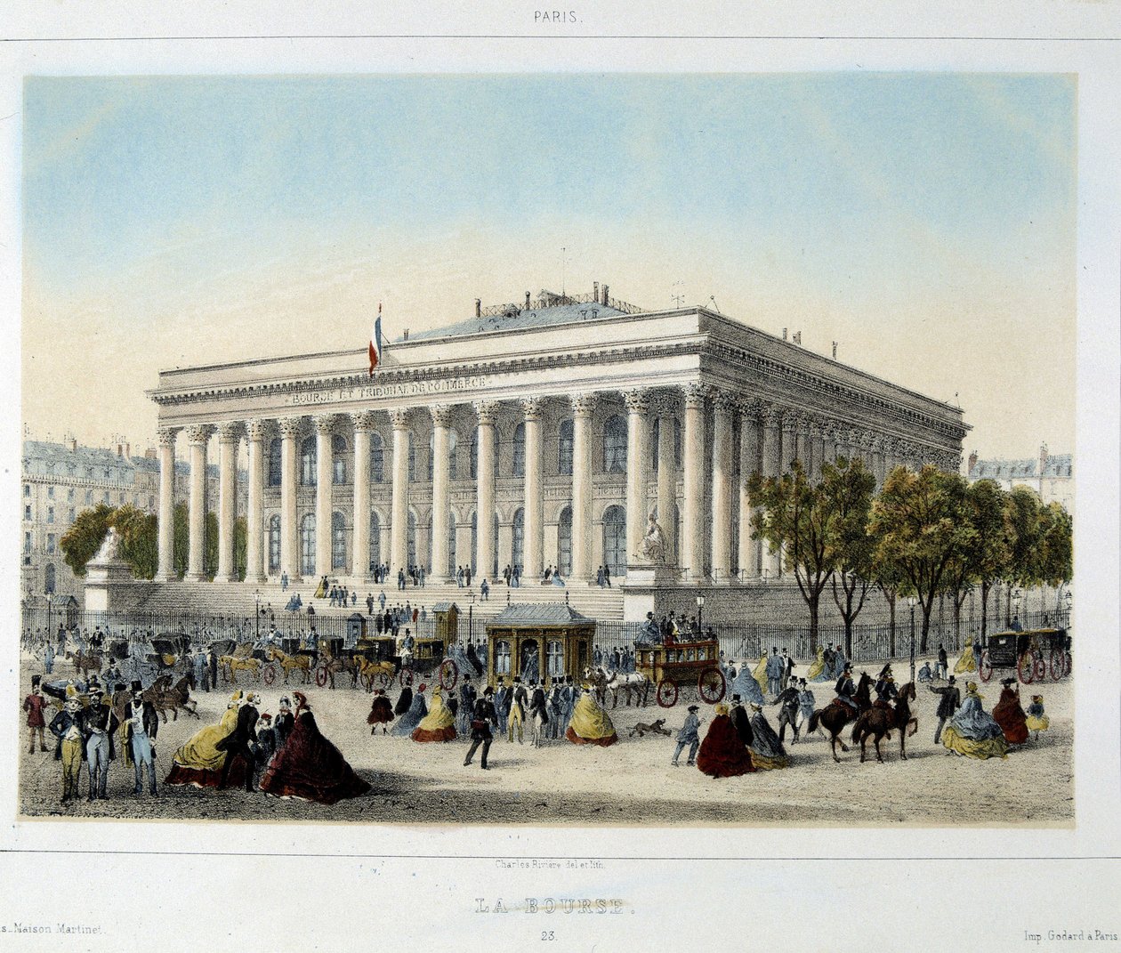 La Borsa di Parigi - Litografia da Unknown artist