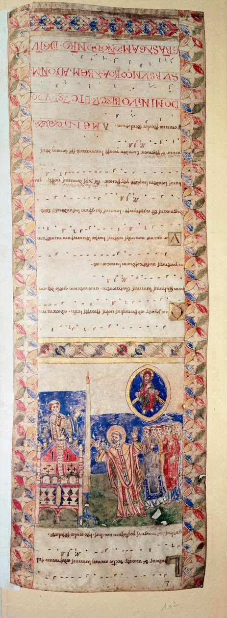 La benedizione della fontana (Ms.724/2-Carta2) Manoscritto miniato del XII secolo. Roma, Biblioteca Casanatense da Unknown artist