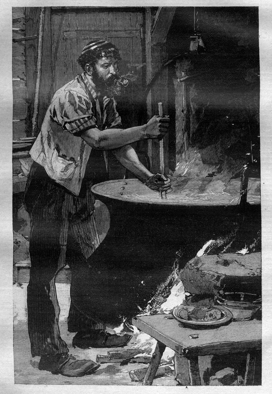 La fabbricazione del formaggio di Gruyere - Incisione in 