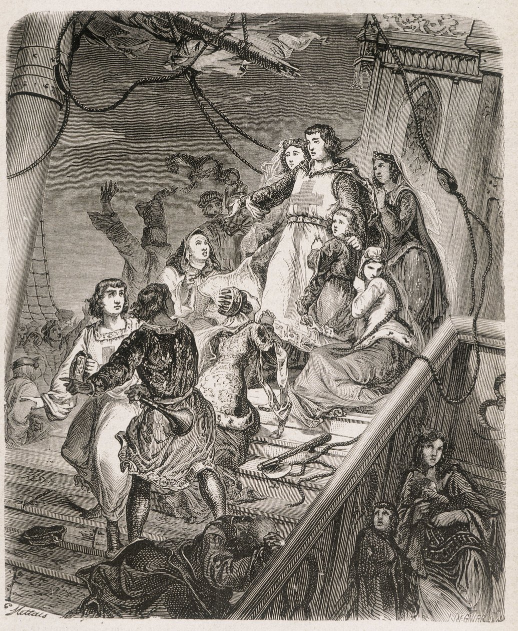 La galera di San Luigi - in "Storia di papi, re, regine, imperatori, attraverso i secoli" di Maurice Lachatre 1857 da Unknown artist