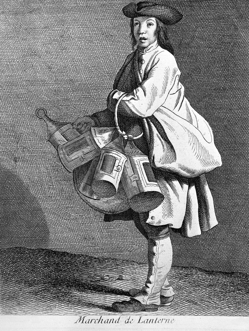 Venditore di lanterne. Incisione del XIX secolo da Unknown artist