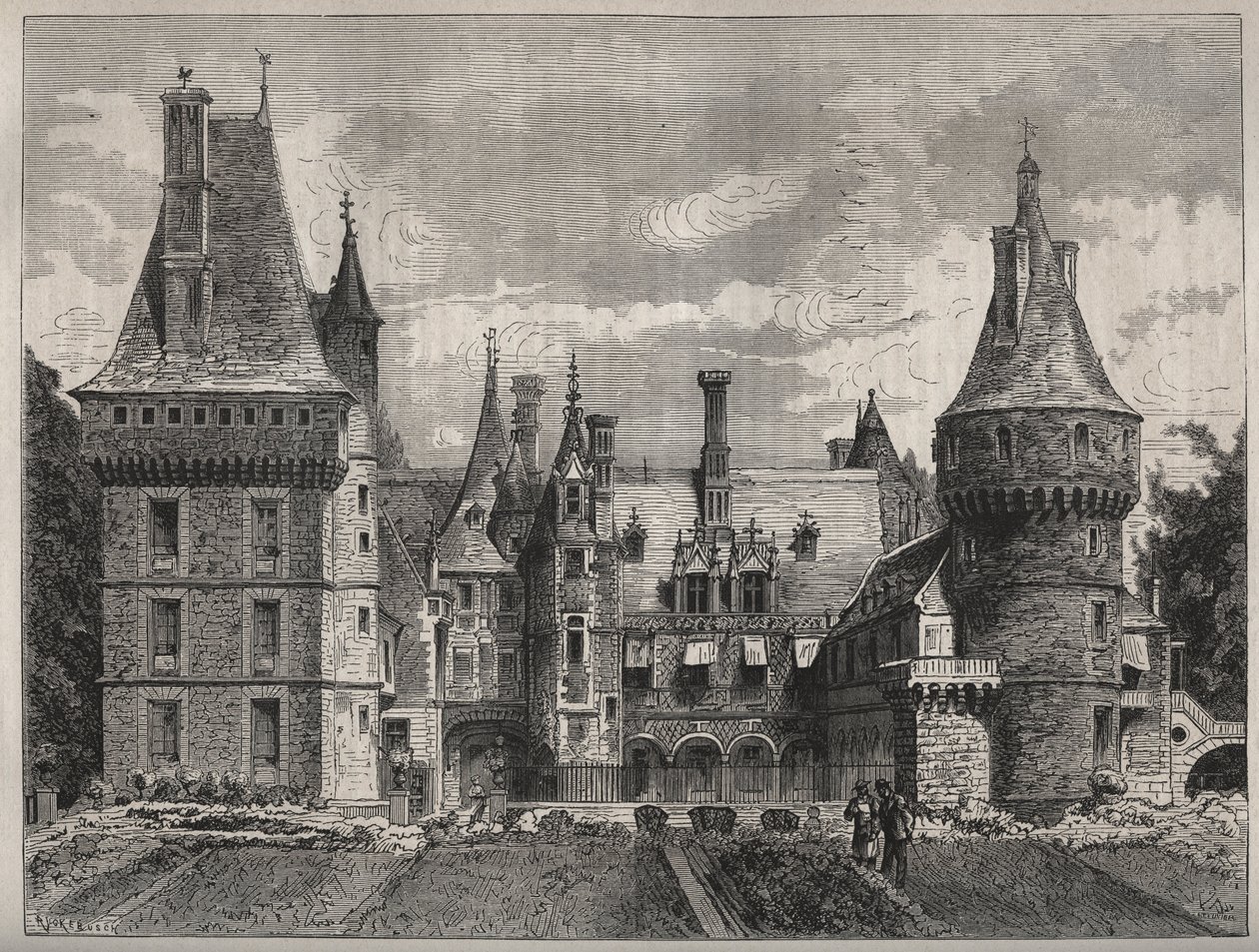 Il castello di Maintenon, Eure-et-Loir, Centro, Francia - incisione del XIX secolo da Unknown artist