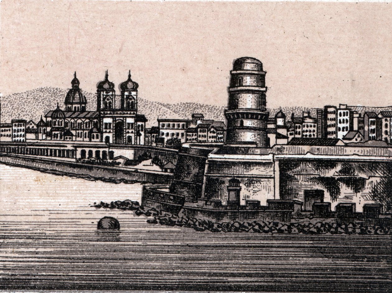 Il forte Saint Jean a Marsiglia in "Il mondo illustrato 168 vedute". Senza data (fine XIX secolo) da Unknown artist