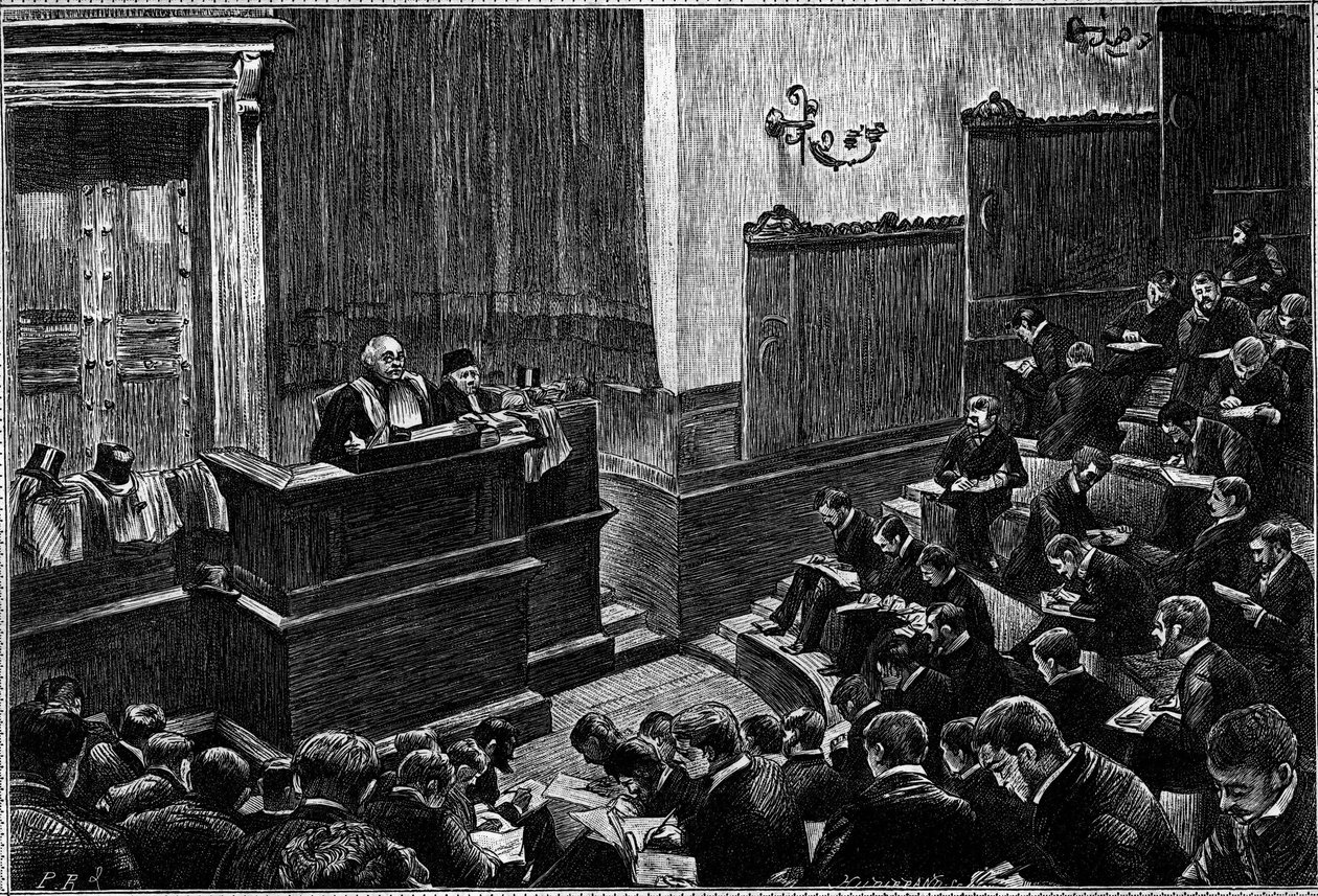 Il grande anfiteatro della Scuola di diritto di Parigi, Incisione nel “Le journal de La jeunesse” da Unknown artist