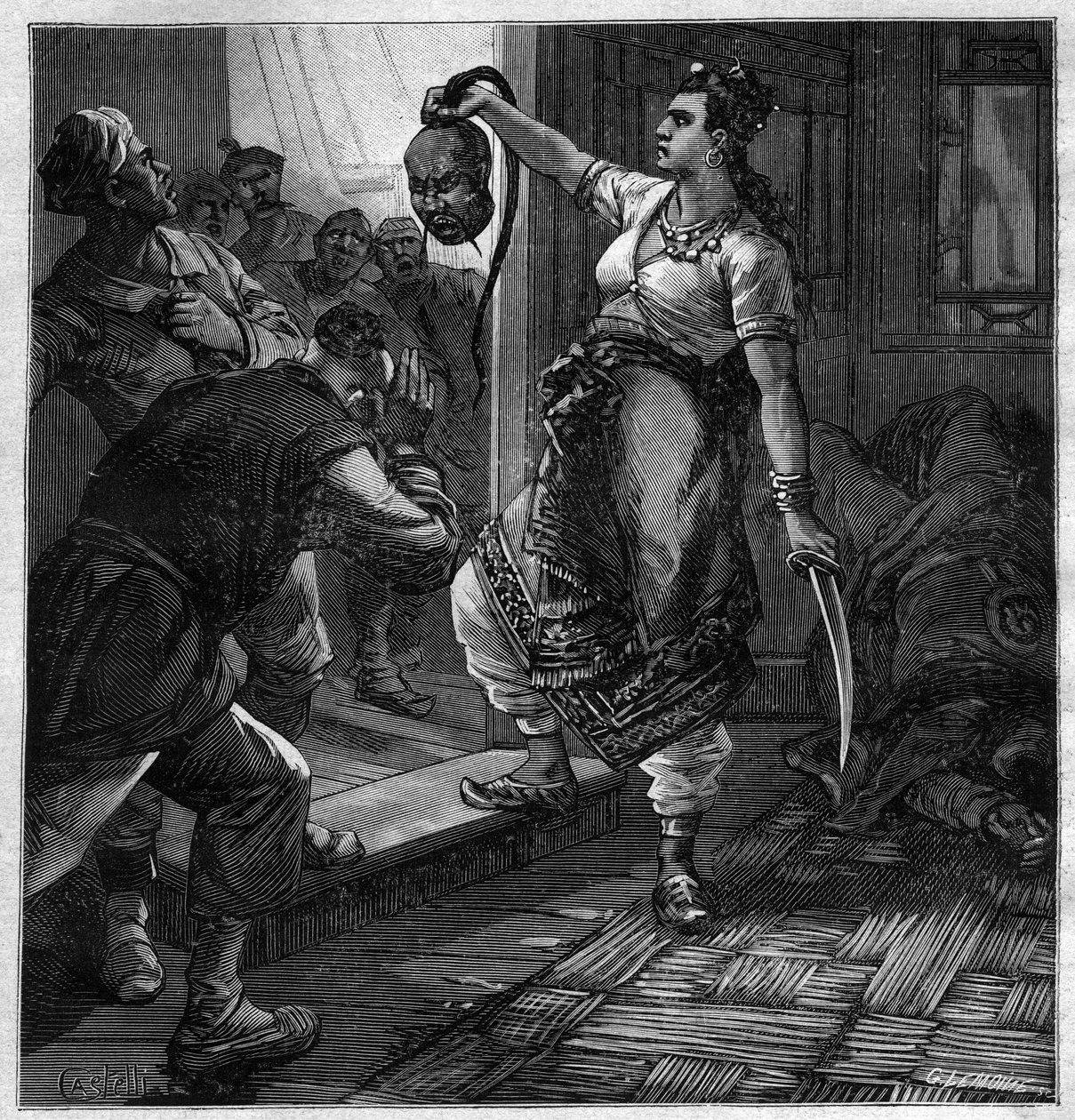 Il pirata del Tonchino - illustrazione per il romanzo di Pierre Mael (Charles Causse e Charles Vincent) incisione in 