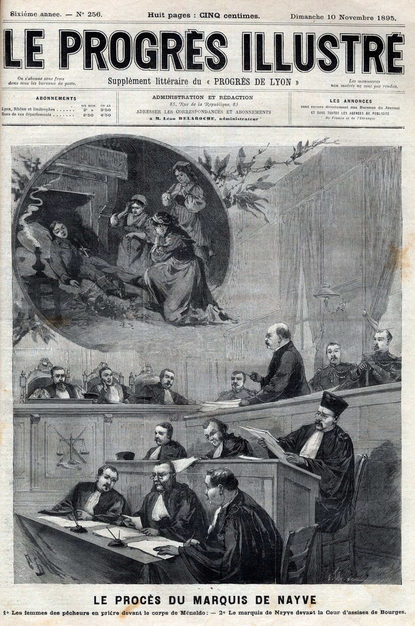 Il processo del marchese de Nayve alle assise di Bourges nel 1895 - Incisione in "Le Progres illustré" del 1895 da Unknown artist