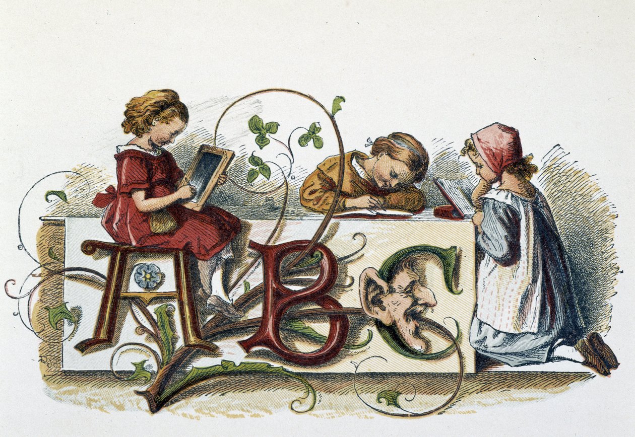 Lettura e scrittura dei bambini da Unknown artist