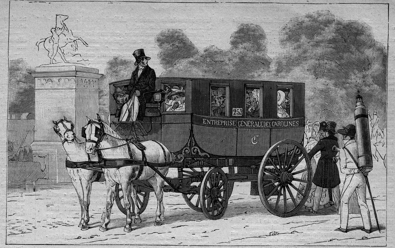 Gli Omnibus di Parigi nel XIX secolo: Caroline - incisione del 1892 da Unknown artist