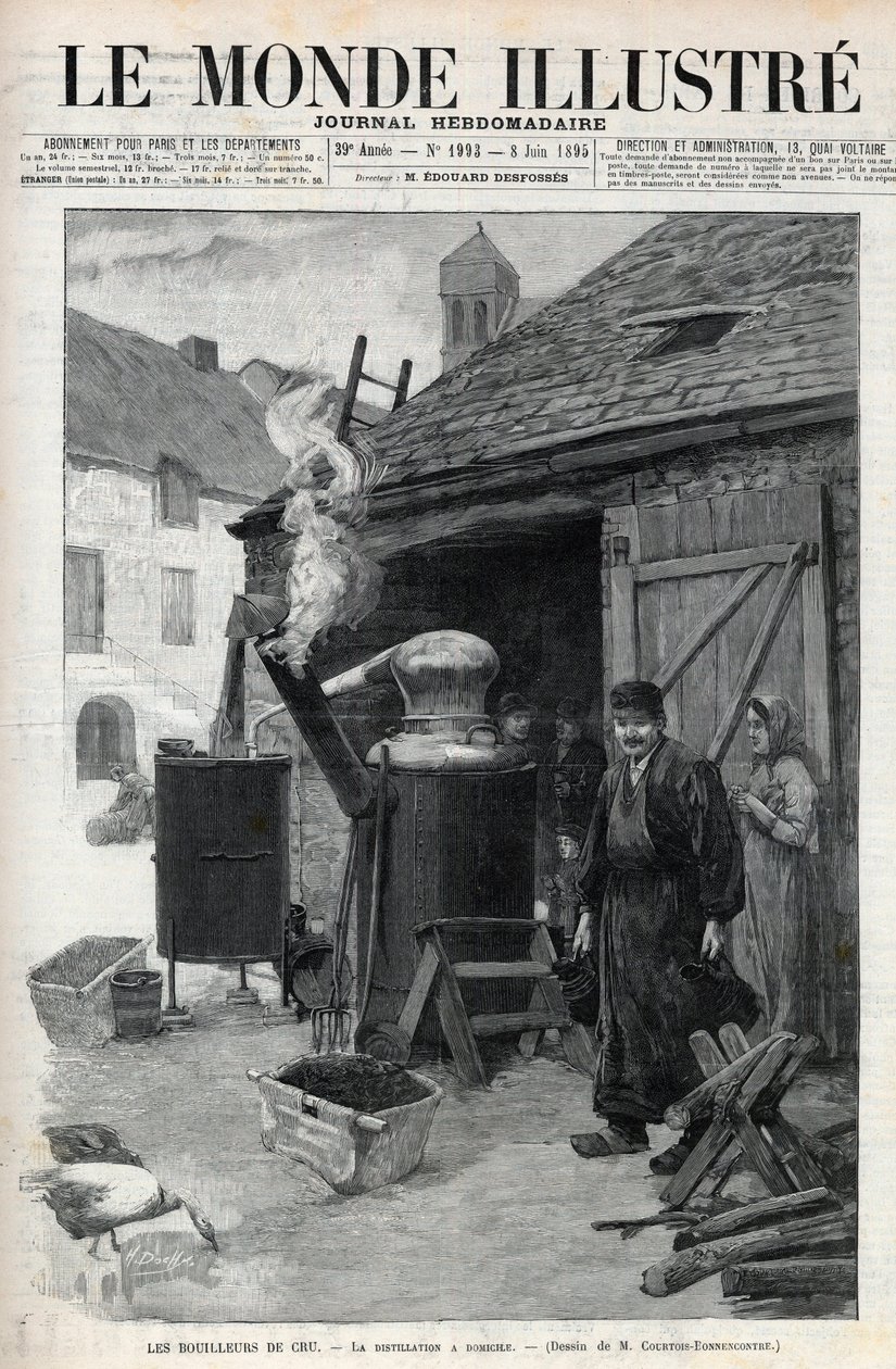 I distillatori - la distillazione a domicilio a Parigi nel 1895 - incisione in "Le Monde Illustré" n°1993 del 1895 da Unknown artist