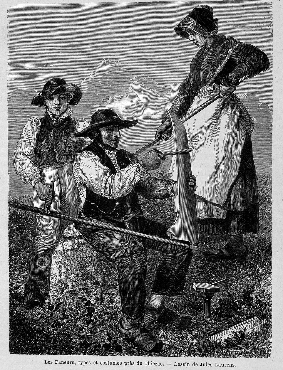 I fienaioli, tipi e costumi vicino a Thiézac, in Alvernia - in "Il giro del mondo" da Unknown artist