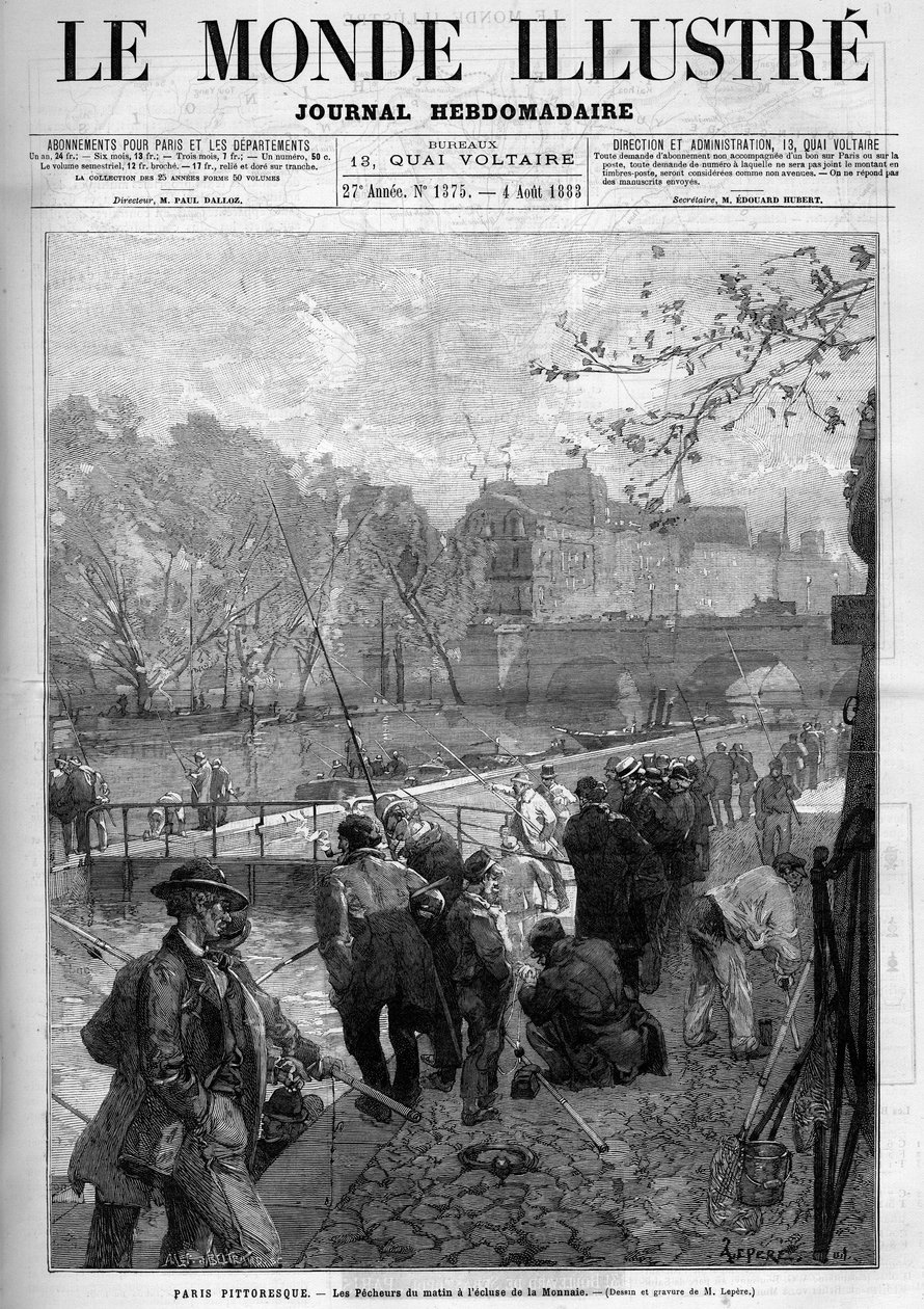 I pescatori del mattino alla chiusa della Monnaie a Parigi. da Unknown artist