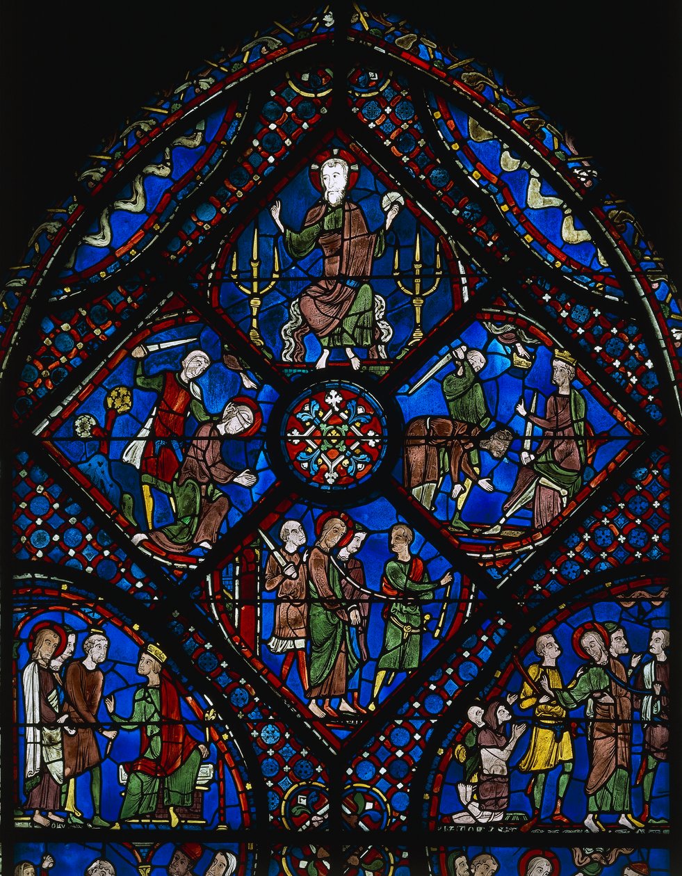Vita di San Giacomo il Maggiore, parte superiore della vetrata, vetrata del XII secolo, Cattedrale di Chartres da Unknown artist