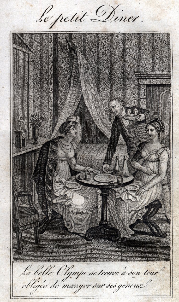 Piccola cena. Olympe de Gouges (1748-1793), donna di lettere e rivoluzionaria francese con Celine una delle sue amiche da Unknown artist