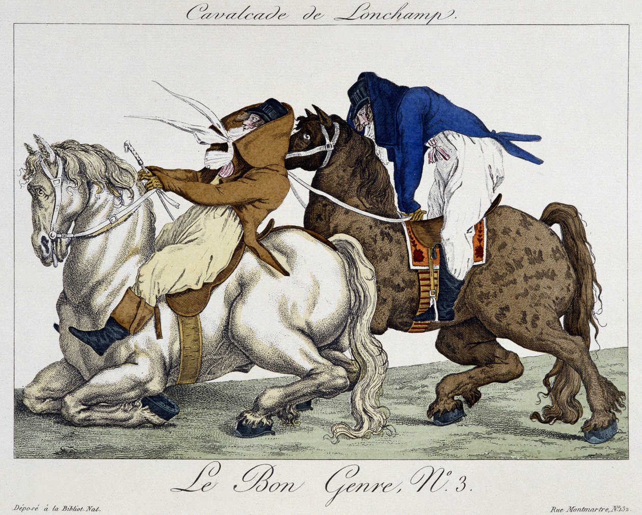 Cavalcata di Longchamps - caricatura, inizio XIX secolo da Unknown artist