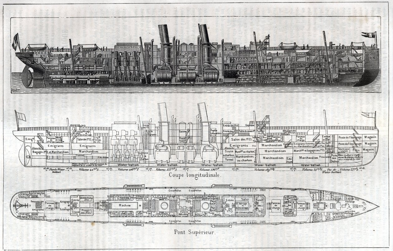 Sezione longitudinale del transatlantico 