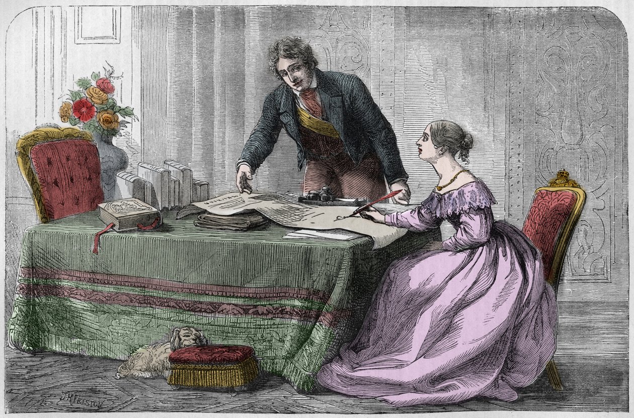 Lord Melbourne (William Lamb) istruisce la giovane regina Vittoria da Unknown artist
