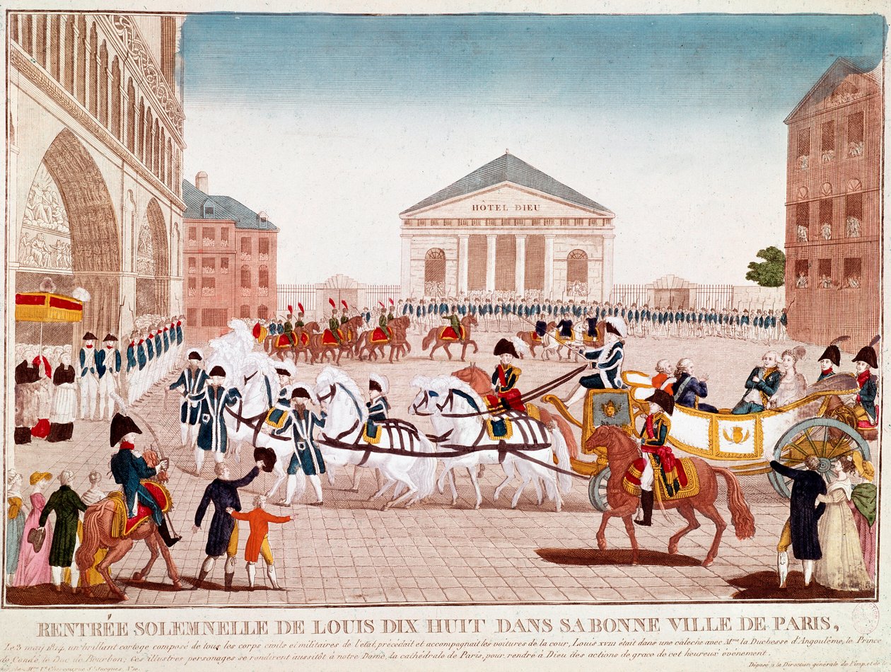 Luigi XVIII arriva a Notre Dame, Parigi, 3 maggio 1814 (incisione) da Unknown artist