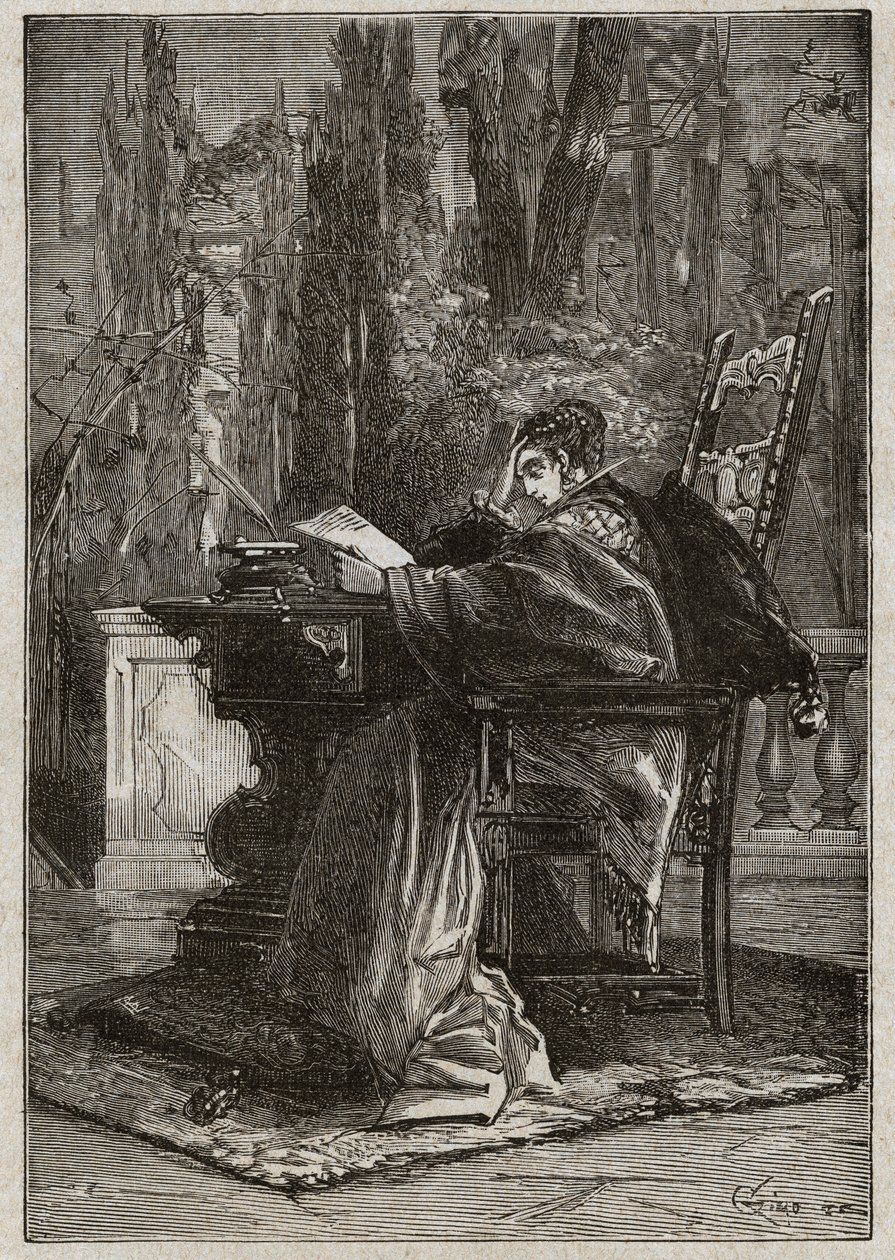 Lucrezia Borgia (1480-1519) morente davanti a Leone X (1475-1521) - incisione da "Lucrezia Borgia" di Oscar Pio - 1883 da Unknown artist