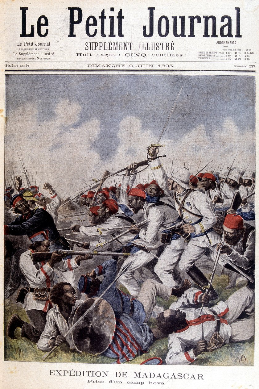 Spedizione in Madagascar: presa di un campo hova - in "Le Petit Journal" del 02/06/1895 da Unknown artist
