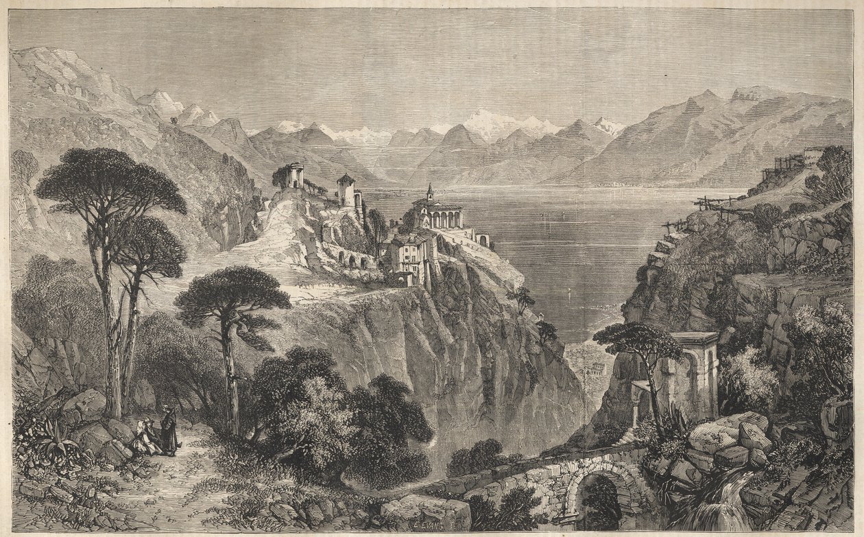 Madonna del Sasso, Svizzera - Il Convento della Madonna del Sasso - vicino a Locarno sul Lago Maggiore - Canton Ticino in Svizzera - 1861 da Unknown artist