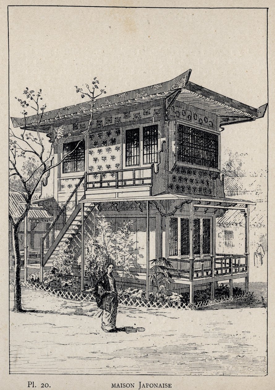 Maison Japonaise (Casa giapponese) - incisione del 1889 in 