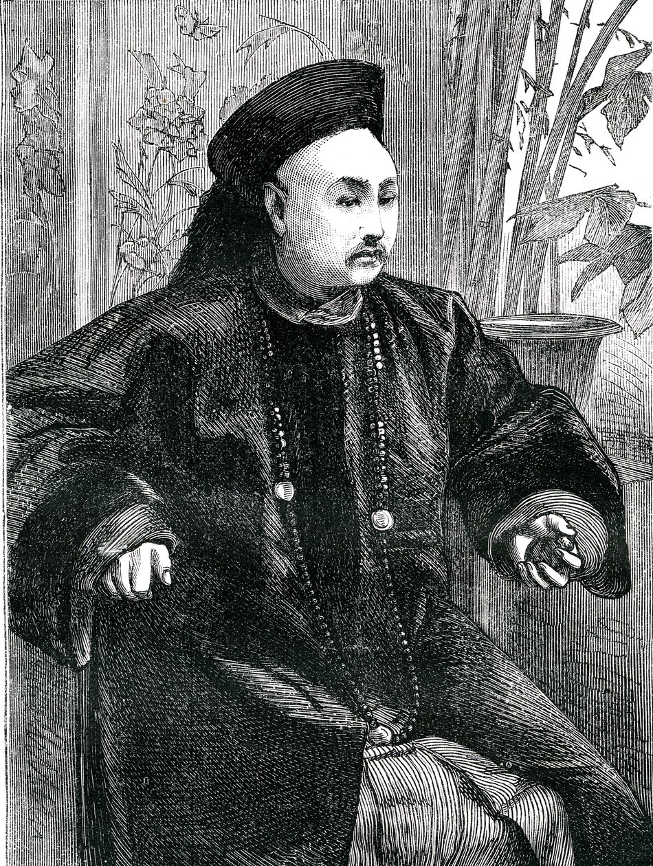 Mandarino Tchung Hao (Chung How), Incisione 1868 da Unknown artist