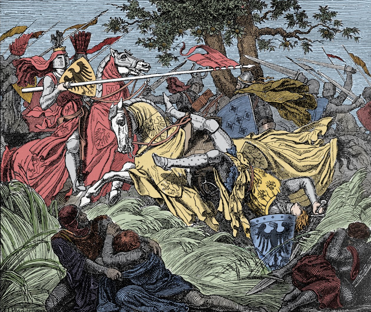 Manfredi ucciso in battaglia - Battaglia di Benevento (26 febbraio 1266): la morte di Manfredi I (di Hohenstaufen) da Unknown artist