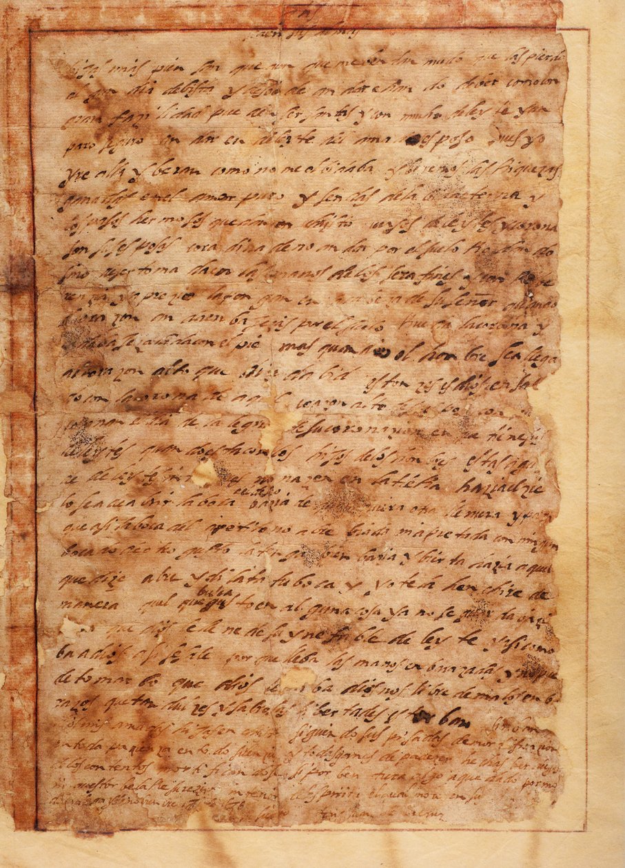 Manoscritto. Lettera n. 7 ai monaci di Beas de Segura (Carta n° 7 di S. Juan de la Cruz da Malaga alle monache di Beas de Segura). Carta. 18 novembre 1585. da Unknown artist