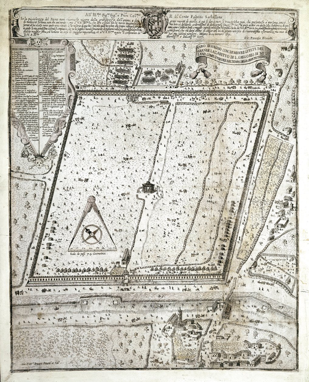 Mappa del lazzaretto di Milano durante la Grande Peste del 1630 da Unknown artist