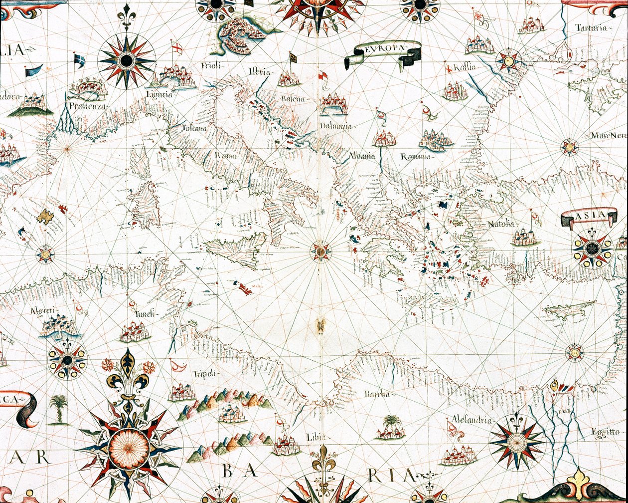 Mappa del Mar Mediterraneo e della costa (dettaglio del portolano di Castellini) da Unknown artist