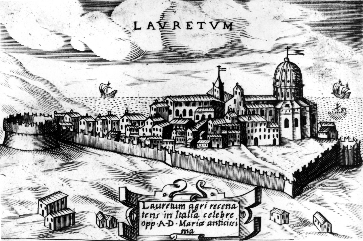 Mappa della città di Loreto (Laurentum), incisione XVI secolo da Unknown artist