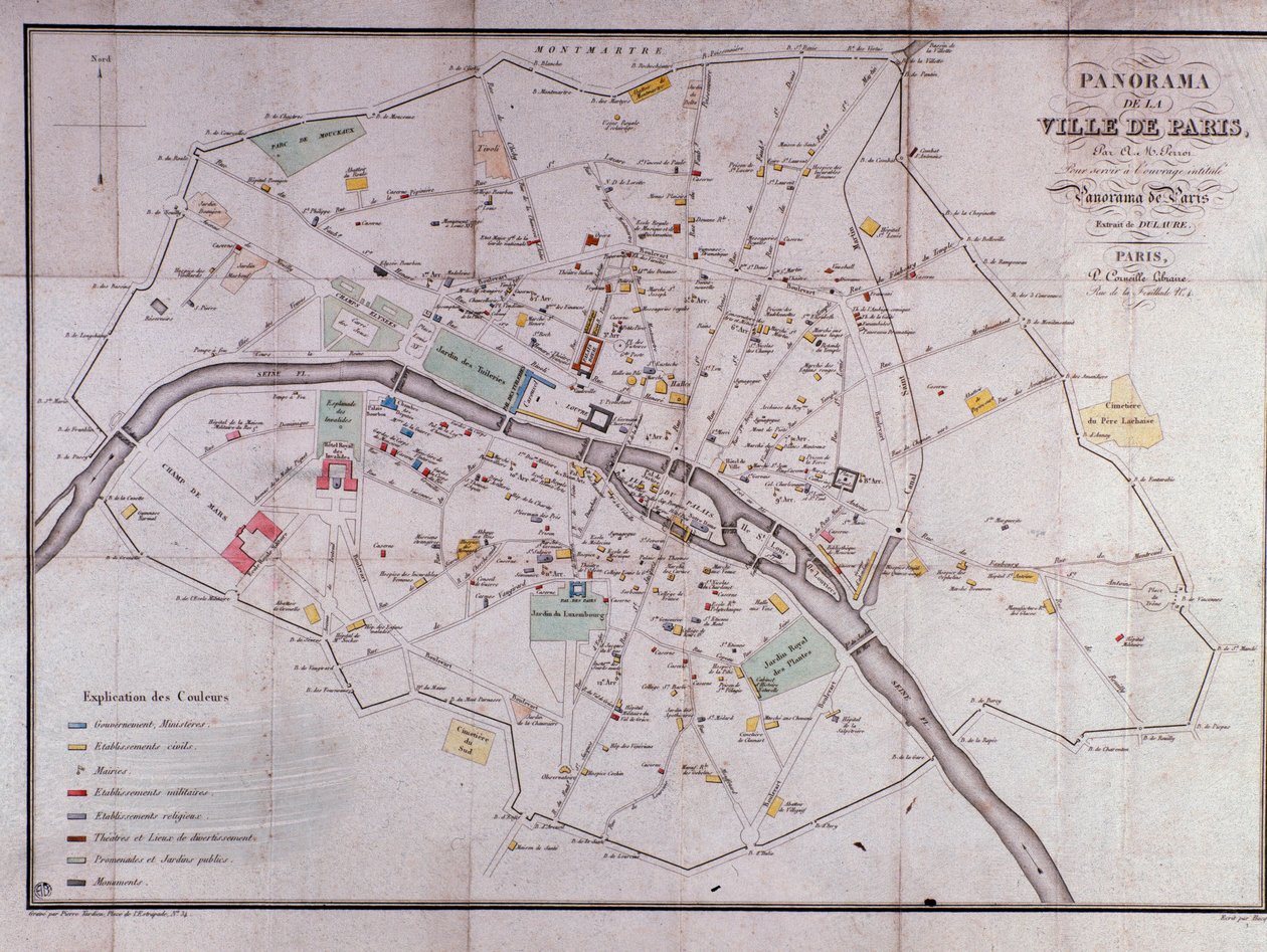 Mappa della città di Parigi nel 1840 da Unknown artist