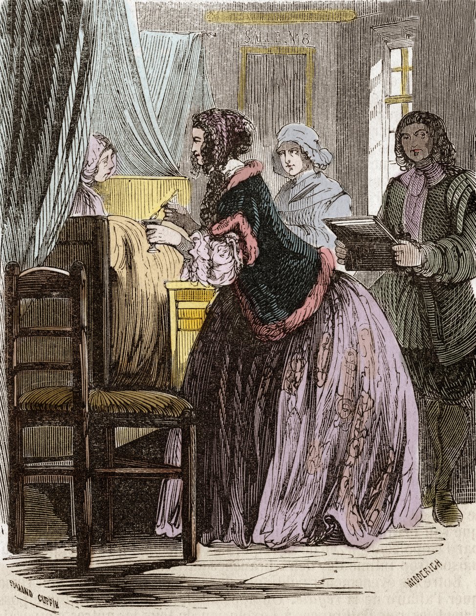 Marchesa de Brinvilliers che avvelena i pazienti dell