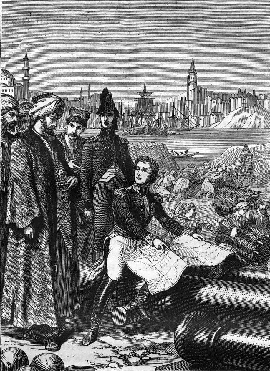 Maresciallo Sebastiani de la Porta (1772-1851) come ambasciatore diresse i lavori di difesa di Costantinopoli contro gli inglesi, che costrinse a passare i Dardanelli (1807). da Unknown artist