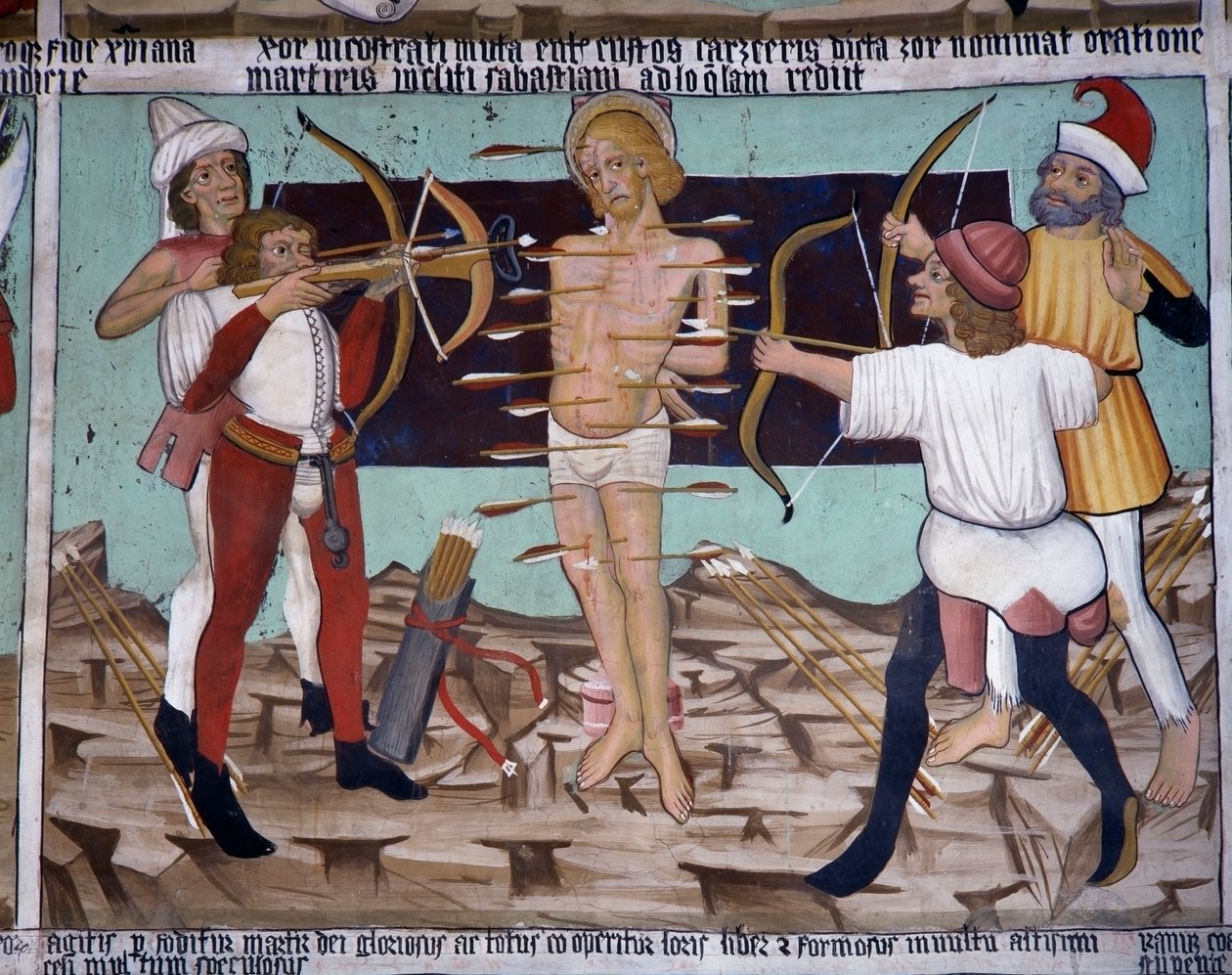 Martirio di San Sebastiano, vita di San Sebastiano (XV secolo), affreschi, Cappella di San Sebastiano, Villard-de-Lans, Rodano-Alpi, Francia da Unknown artist