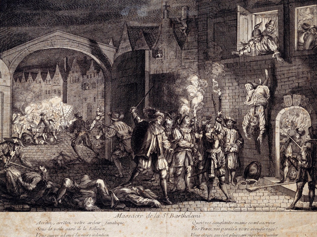 Massacro di San Bartolomeo a Parigi nella notte del 24 agosto 1572. Incisione del XVI secolo. Pau, Museo del Castello da Unknown artist