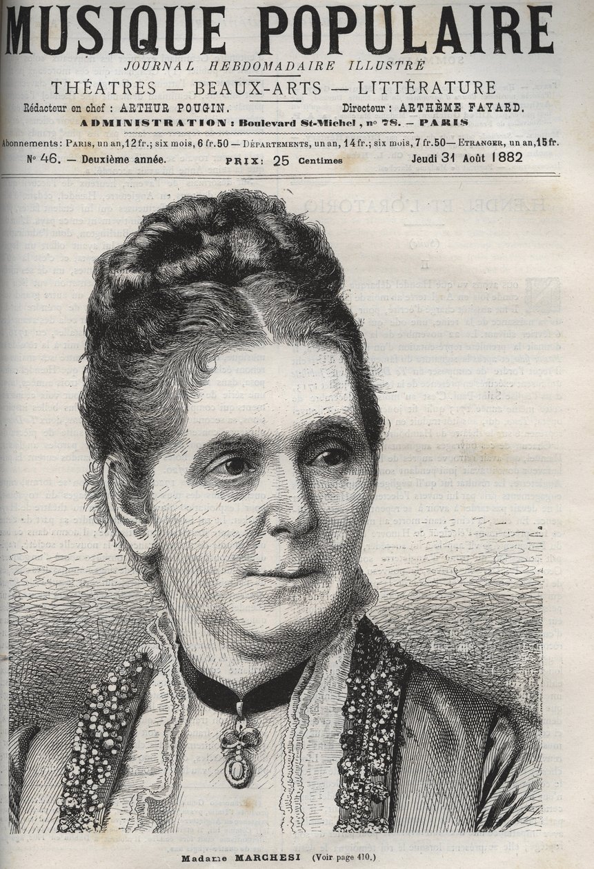 Mathilde Marchesi (1821-1913) mezzosoprano tedesco - incisione in 
