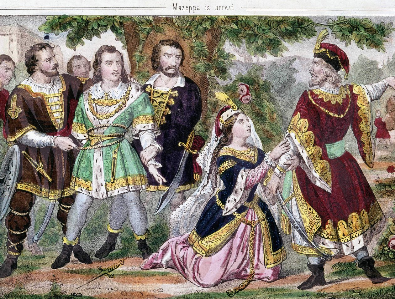 Mazeppa fermato. Illustrazione per il poema "Mazeppa" di Lord Byron pubblicato nel 1819. XIX secolo da Unknown artist