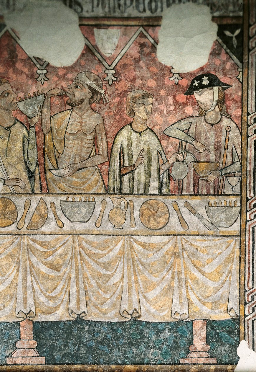 Scena di pasto nel refettorio dei Pellegrini, dettaglio, dalla cattedrale di Lleida da Unknown artist