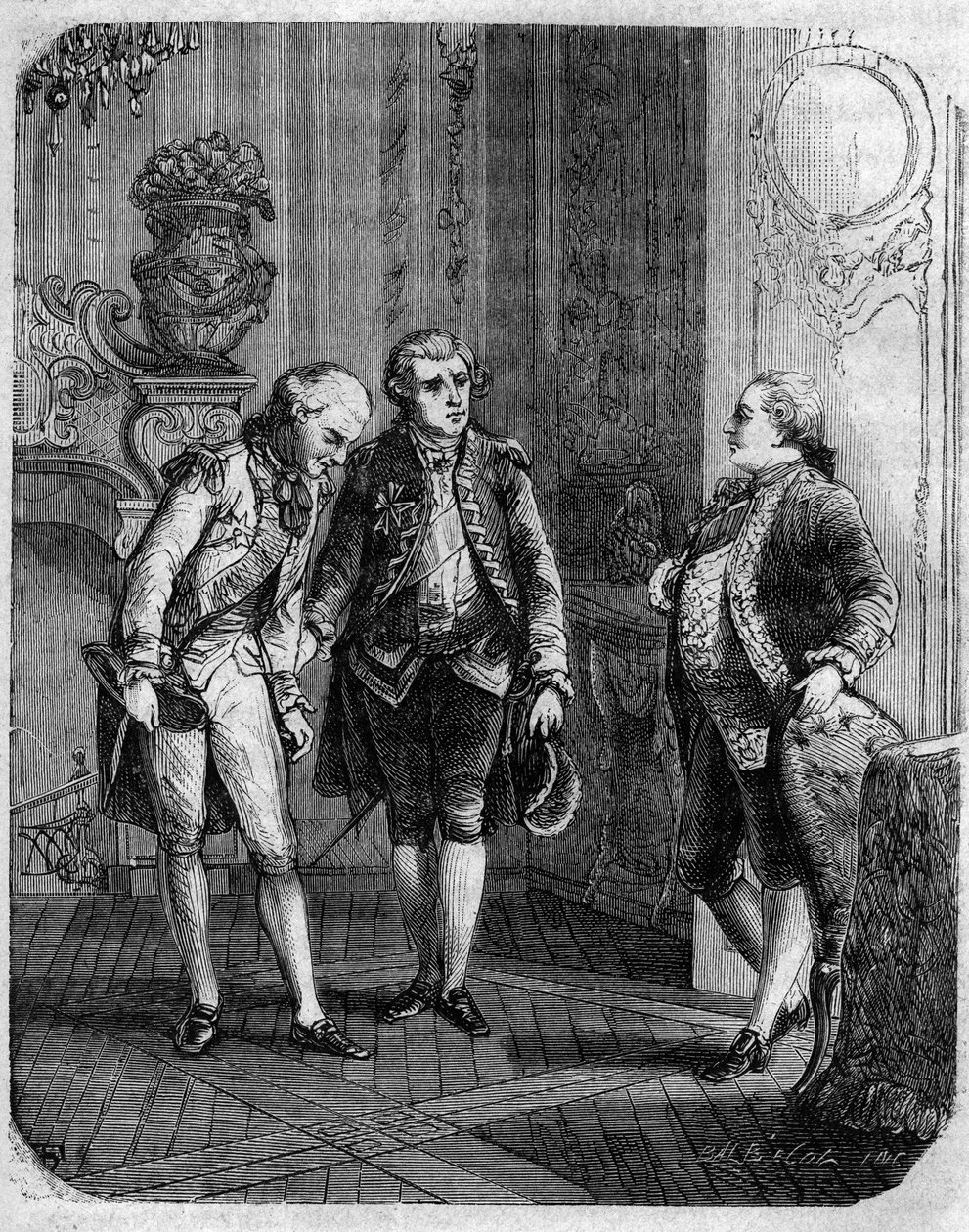 Incontro tra il Conte di Marbeuf, nominato governatore militare della Corsica nel 1772, e Pascal (Pasquale) Paoli. In "Pasquale Paoli ossia la rotta di Pontenuovo" di F.D. Guerrazzi. 1872 da Unknown artist