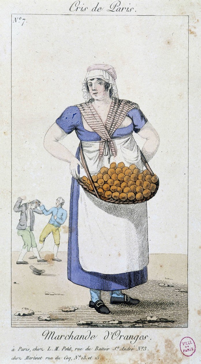 Mercante di arance - in "Cris de Paris", inizio XIX secolo da Unknown artist
