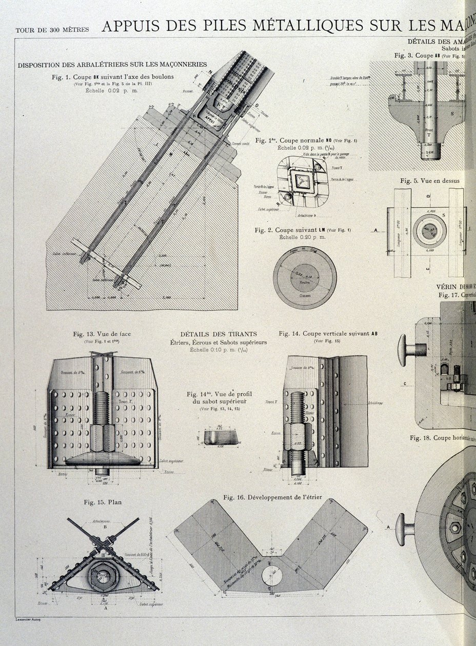 Pilastri metallici della Torre Eiffel - design industriale da Unknown artist