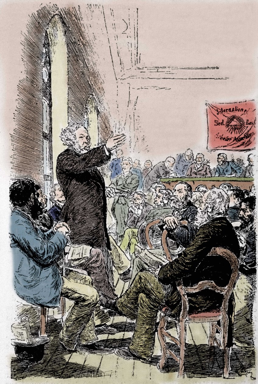 Michail Aleksandrovič Bakunin (1814-1876), anarchico russo al Congresso di Basilea in Svizzera nel settembre 1869 da Unknown artist