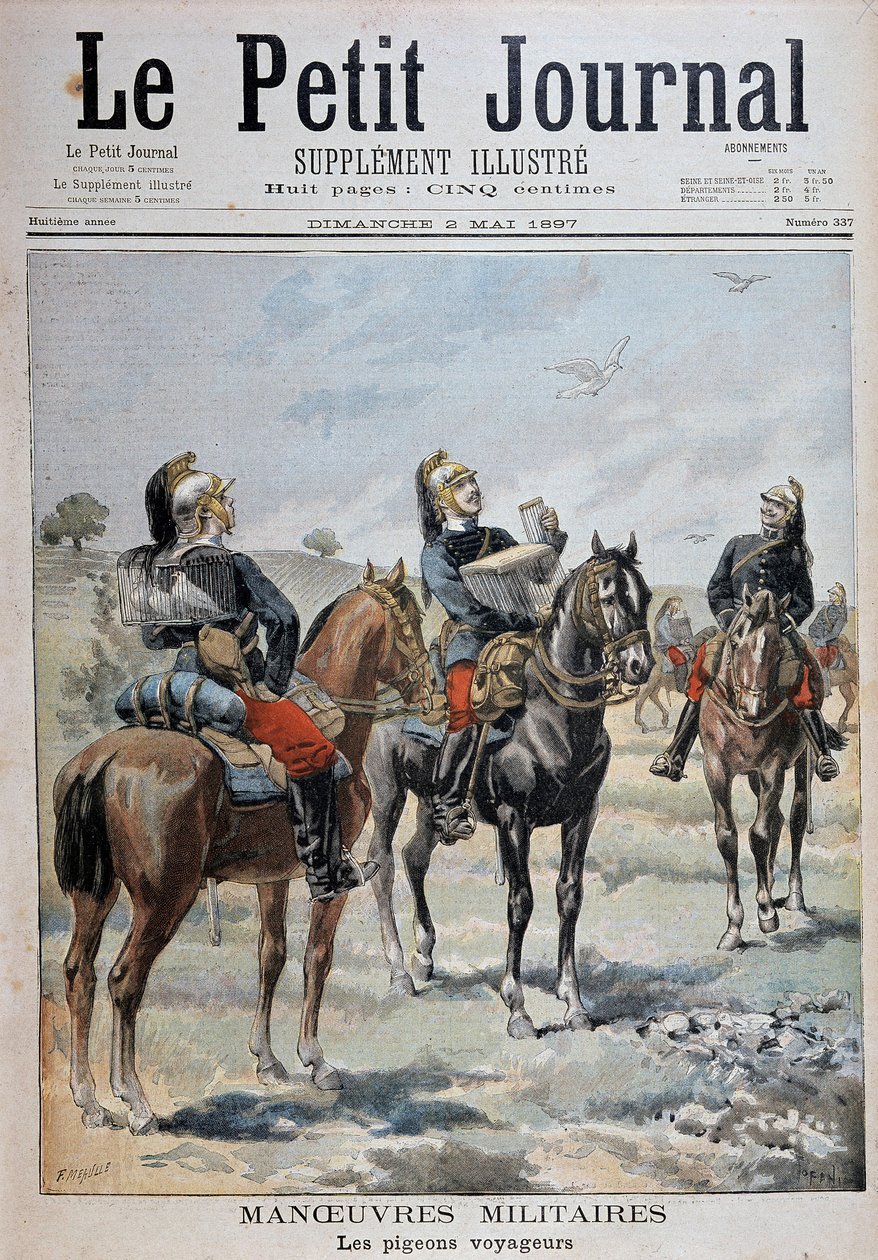 Manovre militari: i piccioni viaggiatori - in "Le Petity Journal" del 02/05/1897 da Unknown artist
