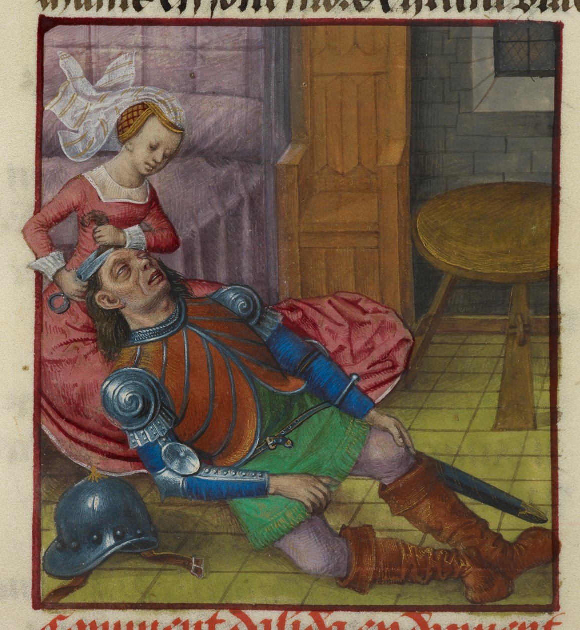 Miniatura di Dalila che taglia i capelli di Sansone, da 