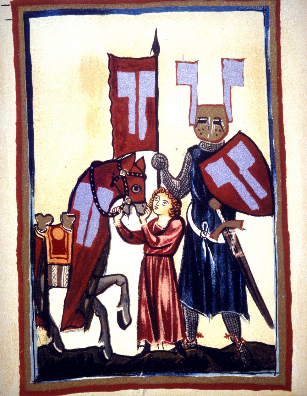 Miniatura del Codice "Manesse", o "Manessesche Liederhandschrift", un manoscritto realizzato in Alsazia tra il 1300 e il 1330 per un nobile di Zurigo. Rappresentazione di Wolfram von Eschenbach, poeta tedesco, che scrisse il romanzo "Parzival" tra il 1200  da Unknown artist