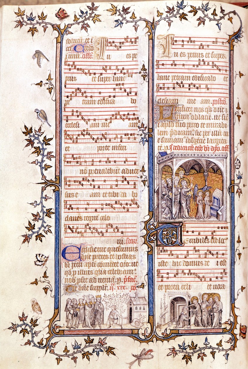 Messale di San Dionigi, circa 1350. Miniatura raffigurante Clotario e Dagoberto da Unknown artist