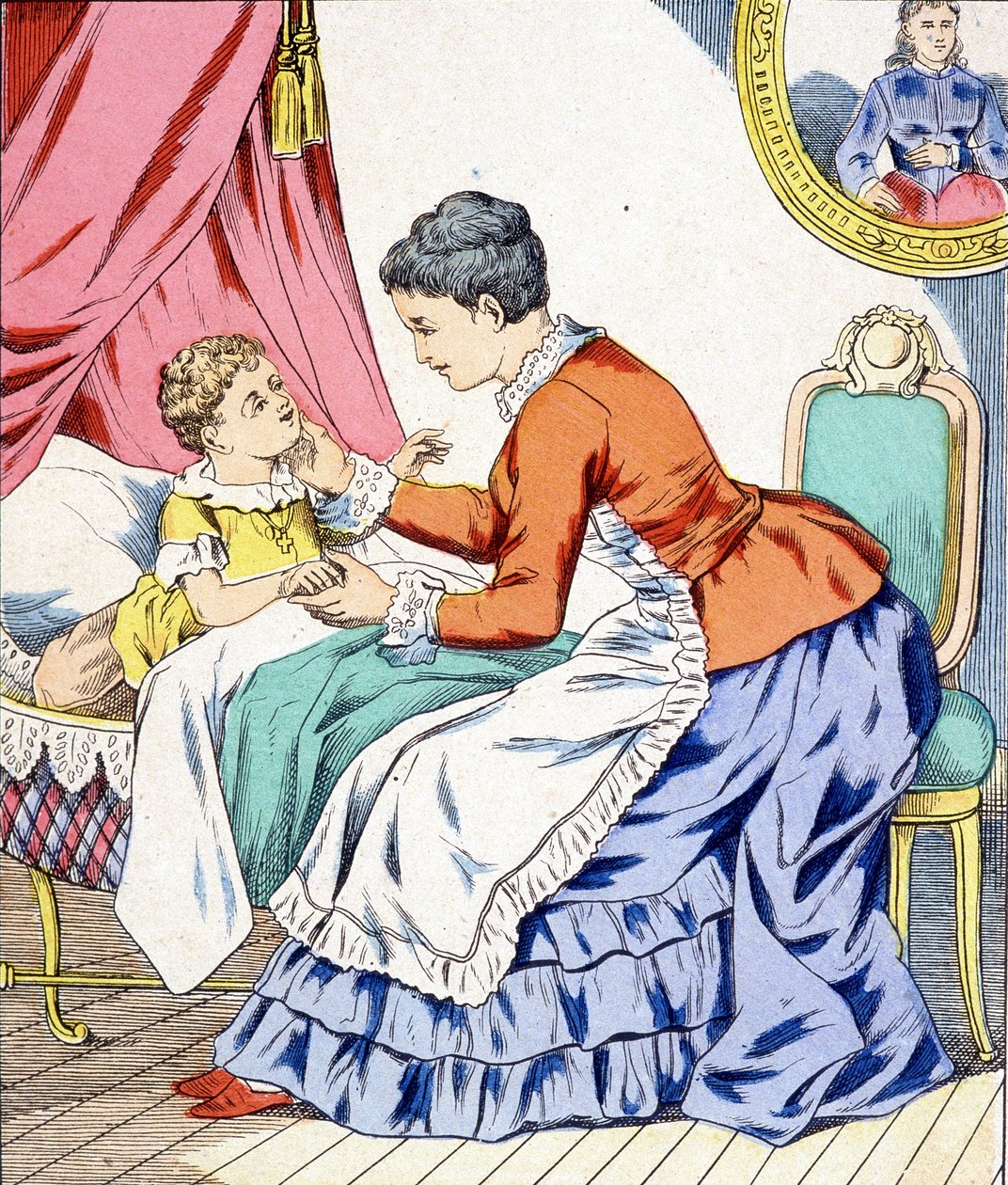Mamma che canta una ninna nanna al suo bambino per farlo dormire da Unknown artist